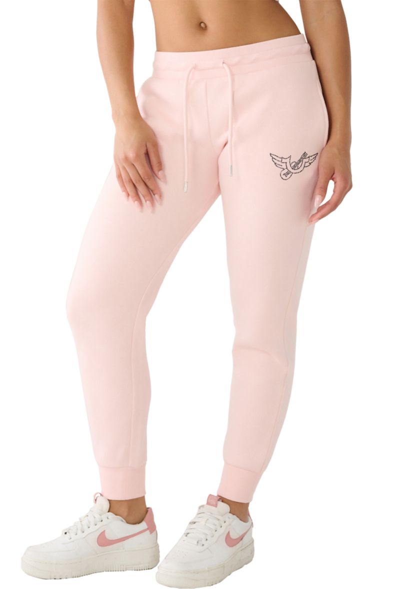 Womens Retro Crystal Mid Rise Jogger Pants