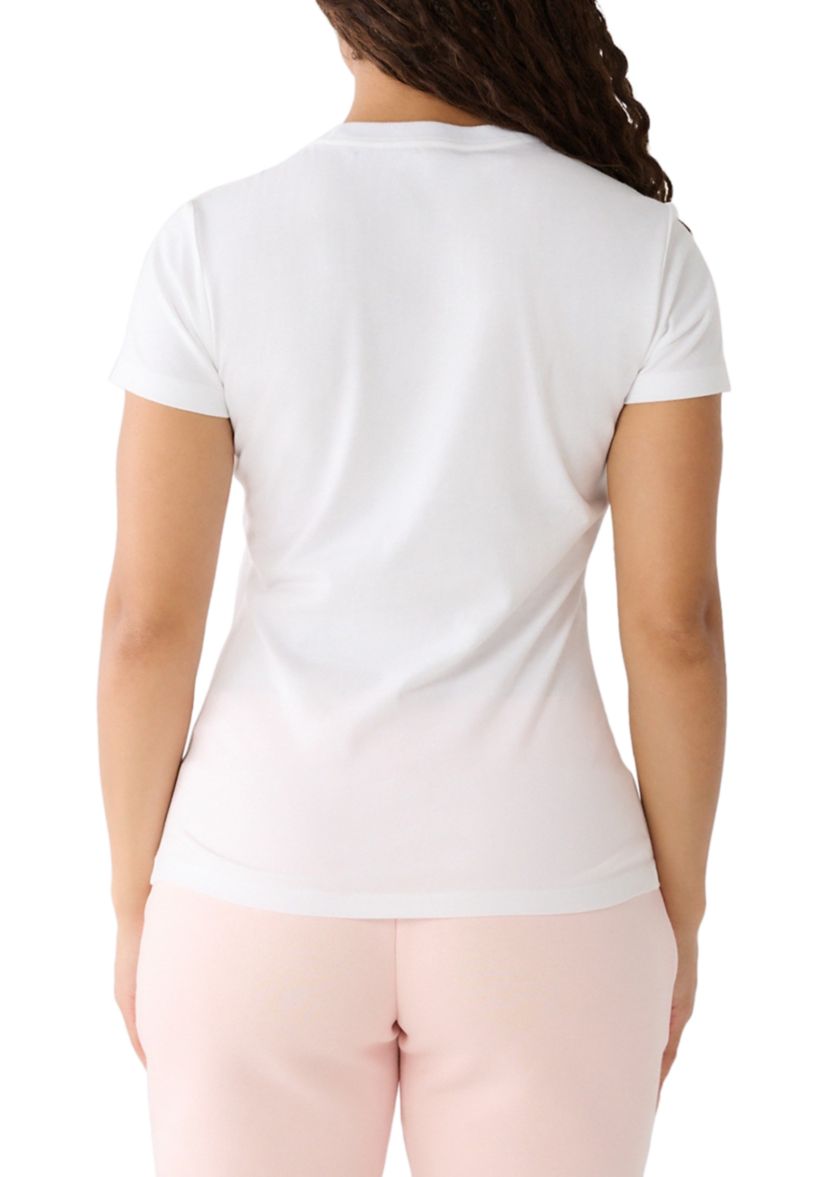 Womens Short Sleeve Retro Crystal Logo Crew T-Shirt