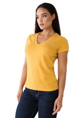 Women's Crystal Stamp Slim V-Neck T-Shirt