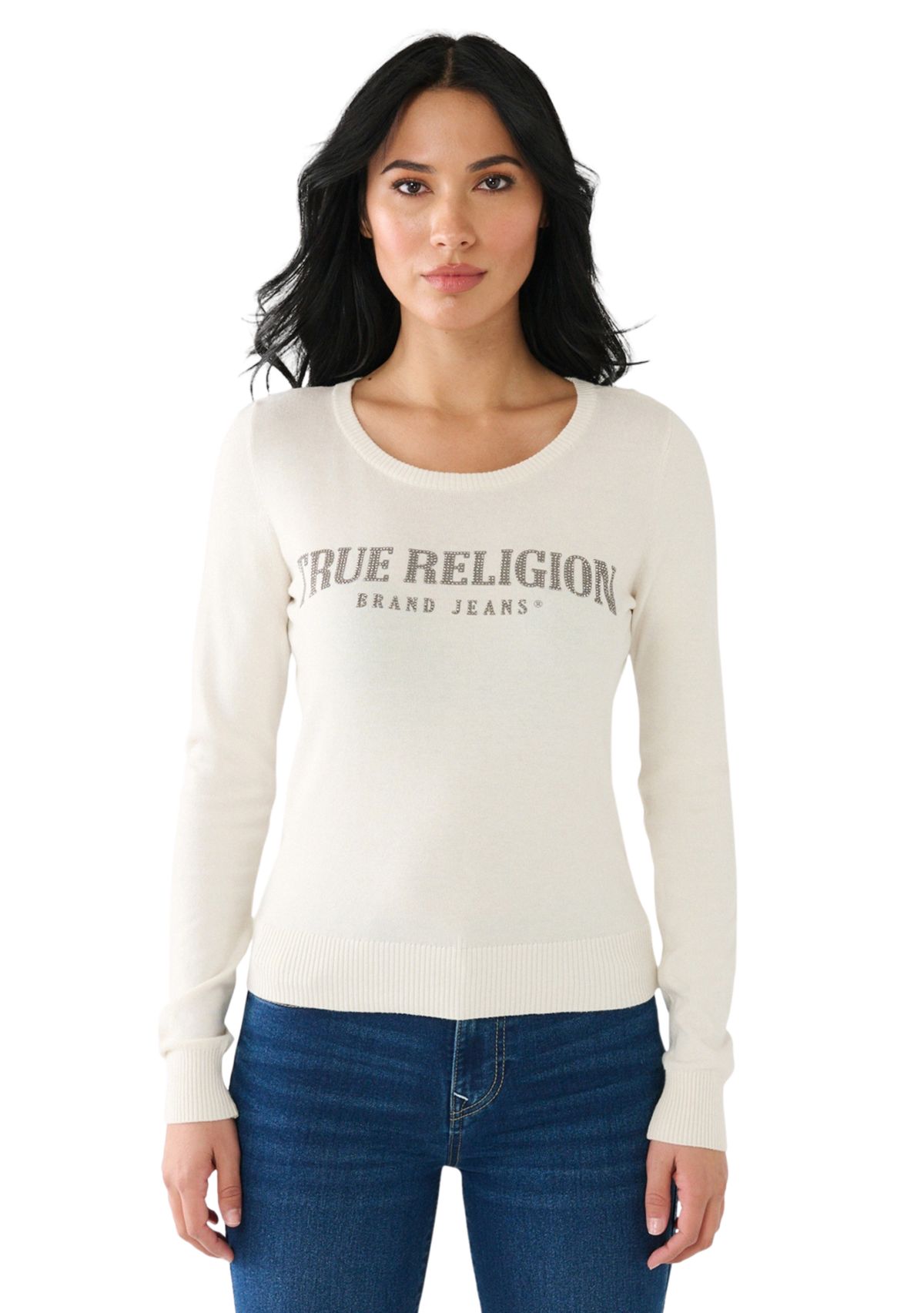 Womens Crystal Fitted Sweater