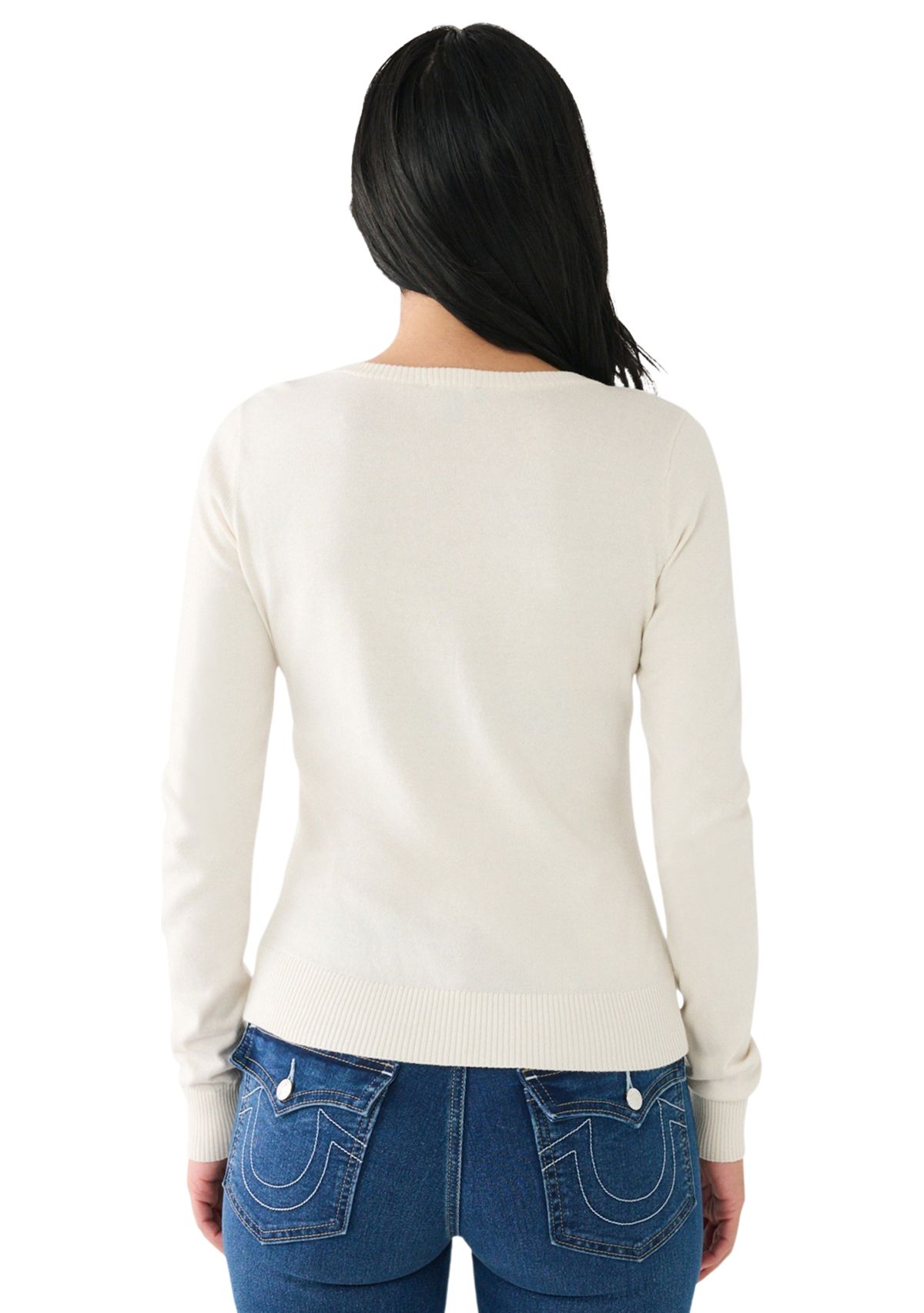 Womens Crystal Fitted Sweater