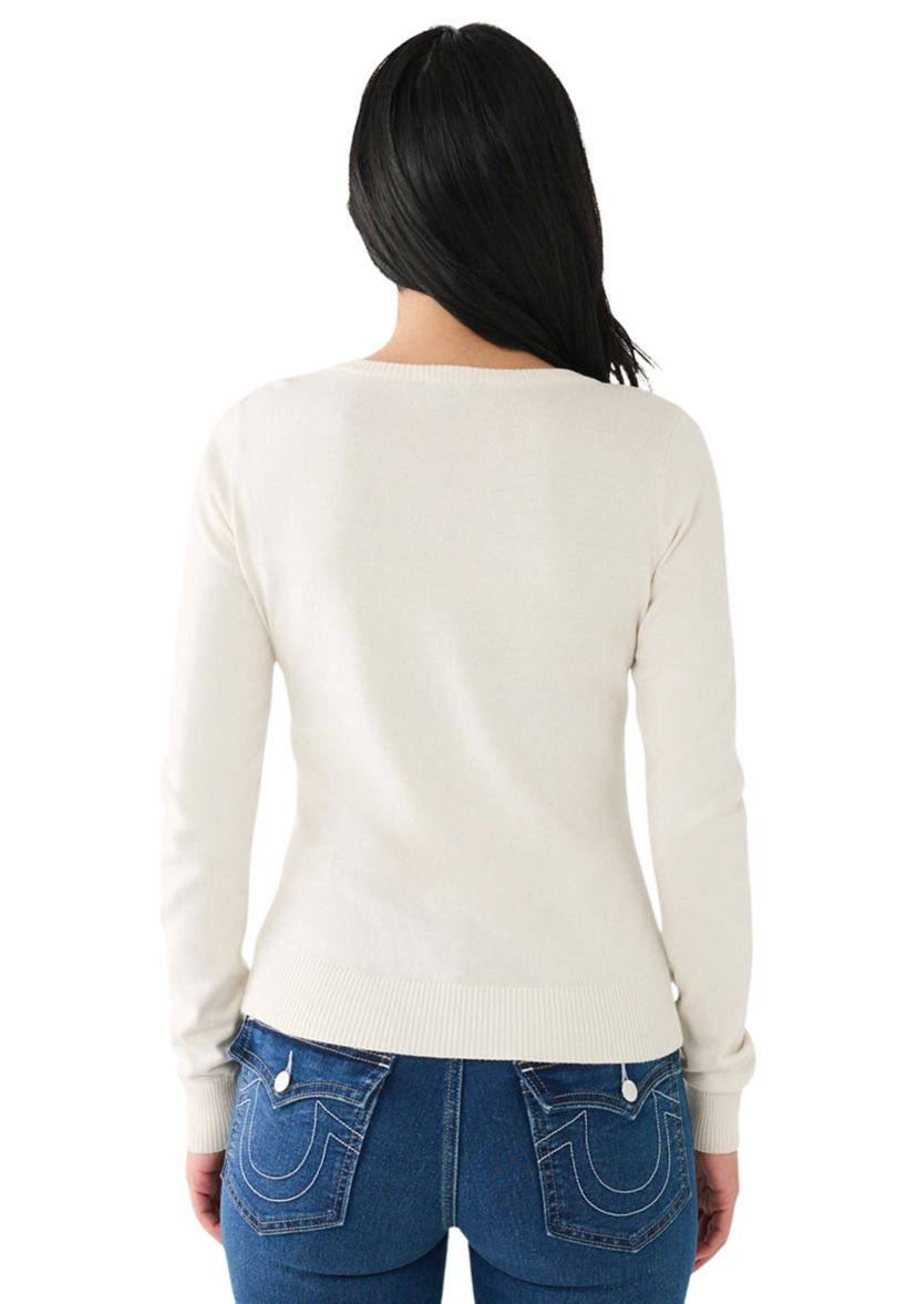 Womens Crystal Fitted Sweater