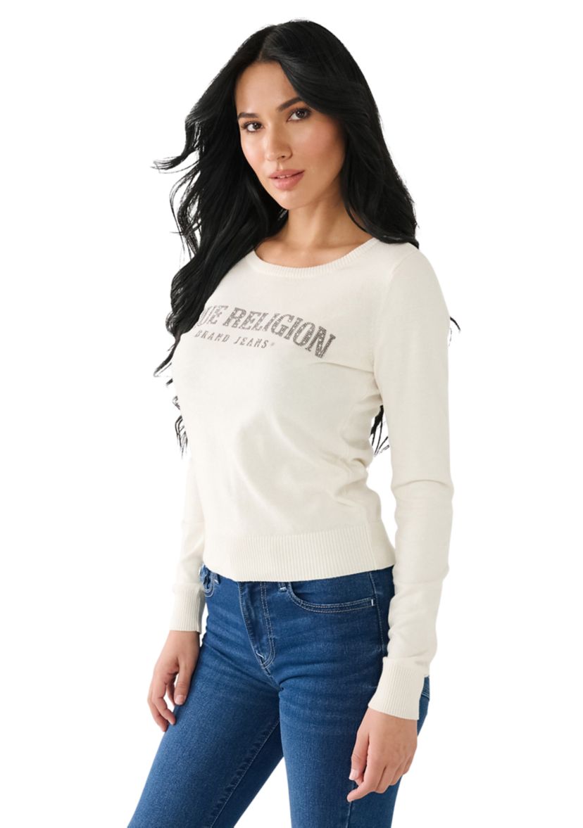 Womens Crystal Fitted Sweater