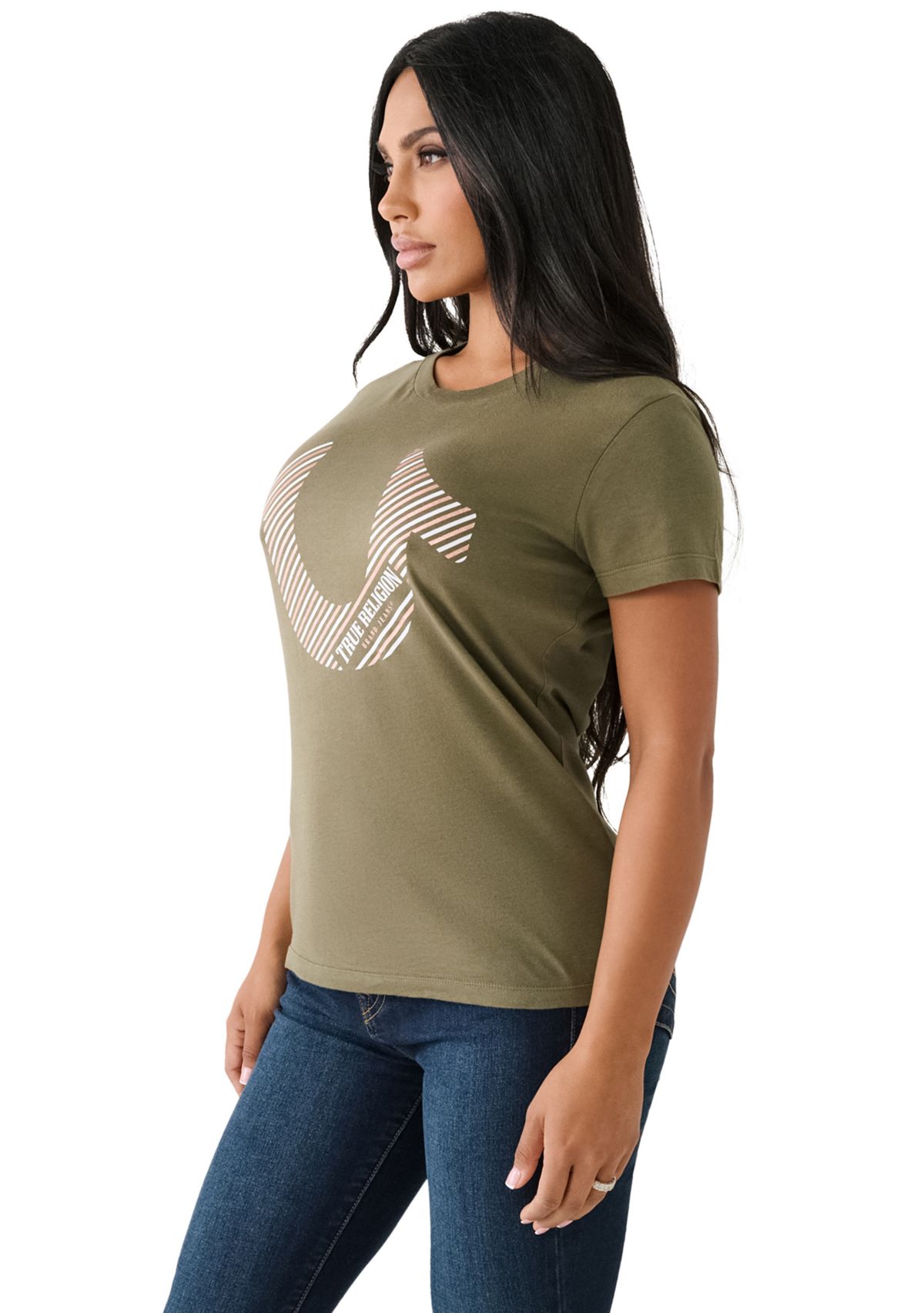 Womens Slim Crew Neck Graphic T-Shirt