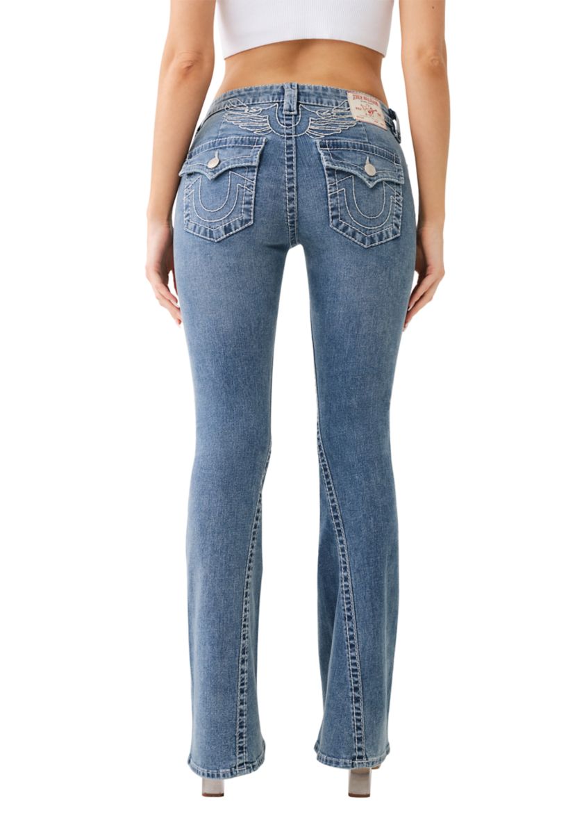 Womens Embroidered Wings Flare Jeans