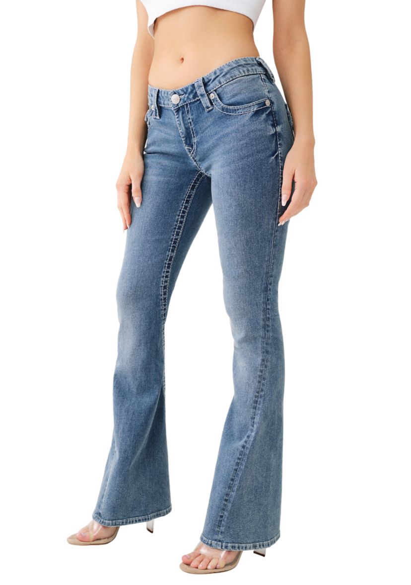 Womens Embroidered Wings Flare Jeans