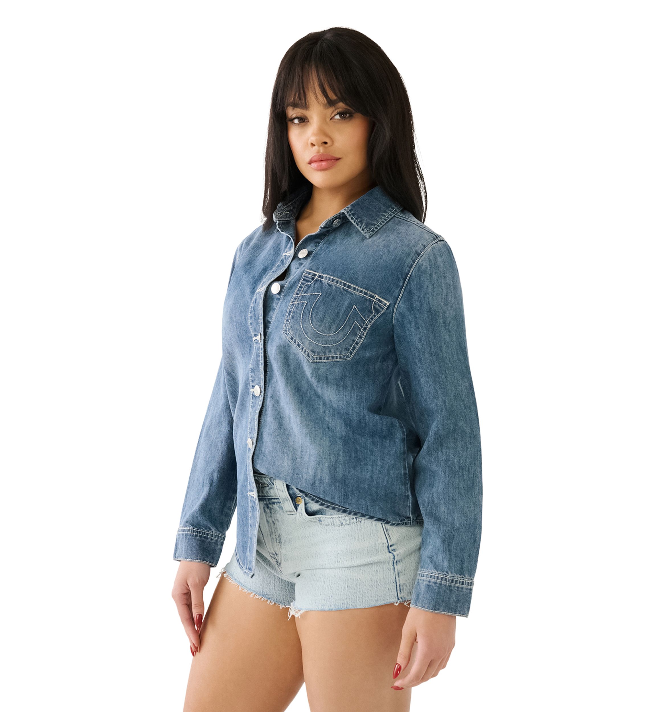 Womens World Tour Logo Denim Shirt