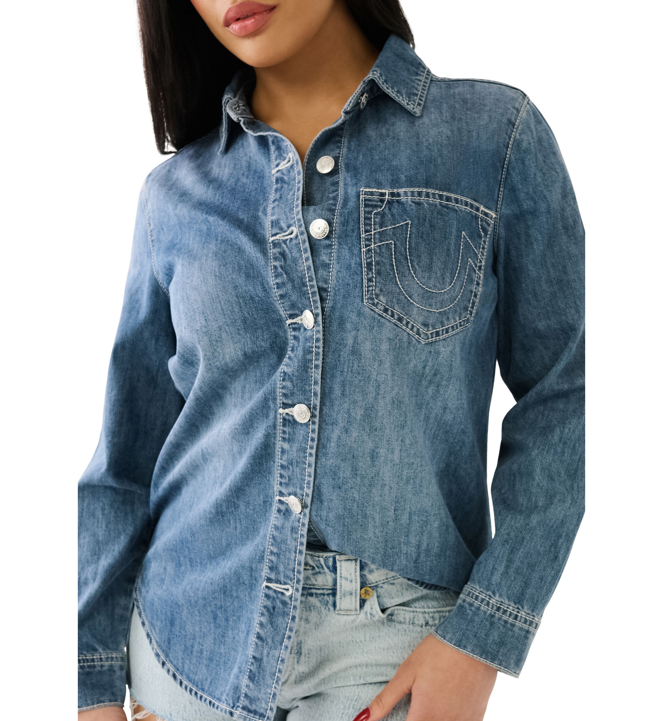 Womens World Tour Logo Denim Shirt