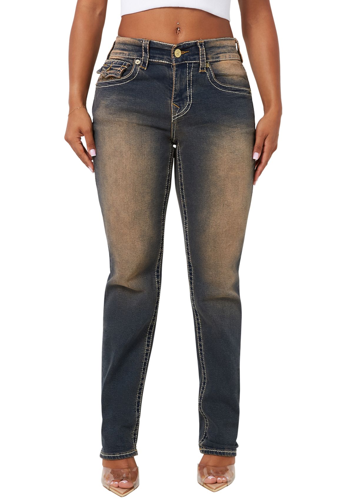 Womens Ricki Relaxed Straight Denim Jeans
