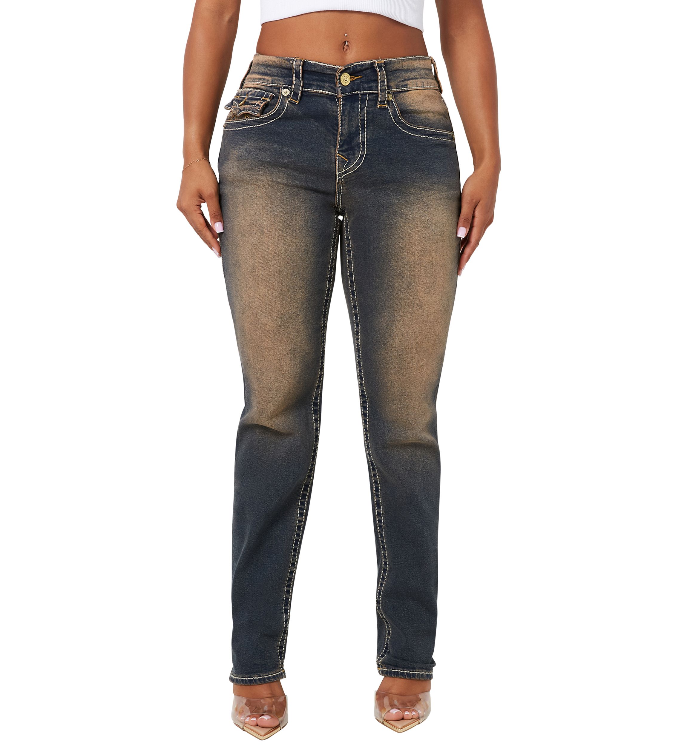 Womens Ricki Relaxed Straight Denim Jeans