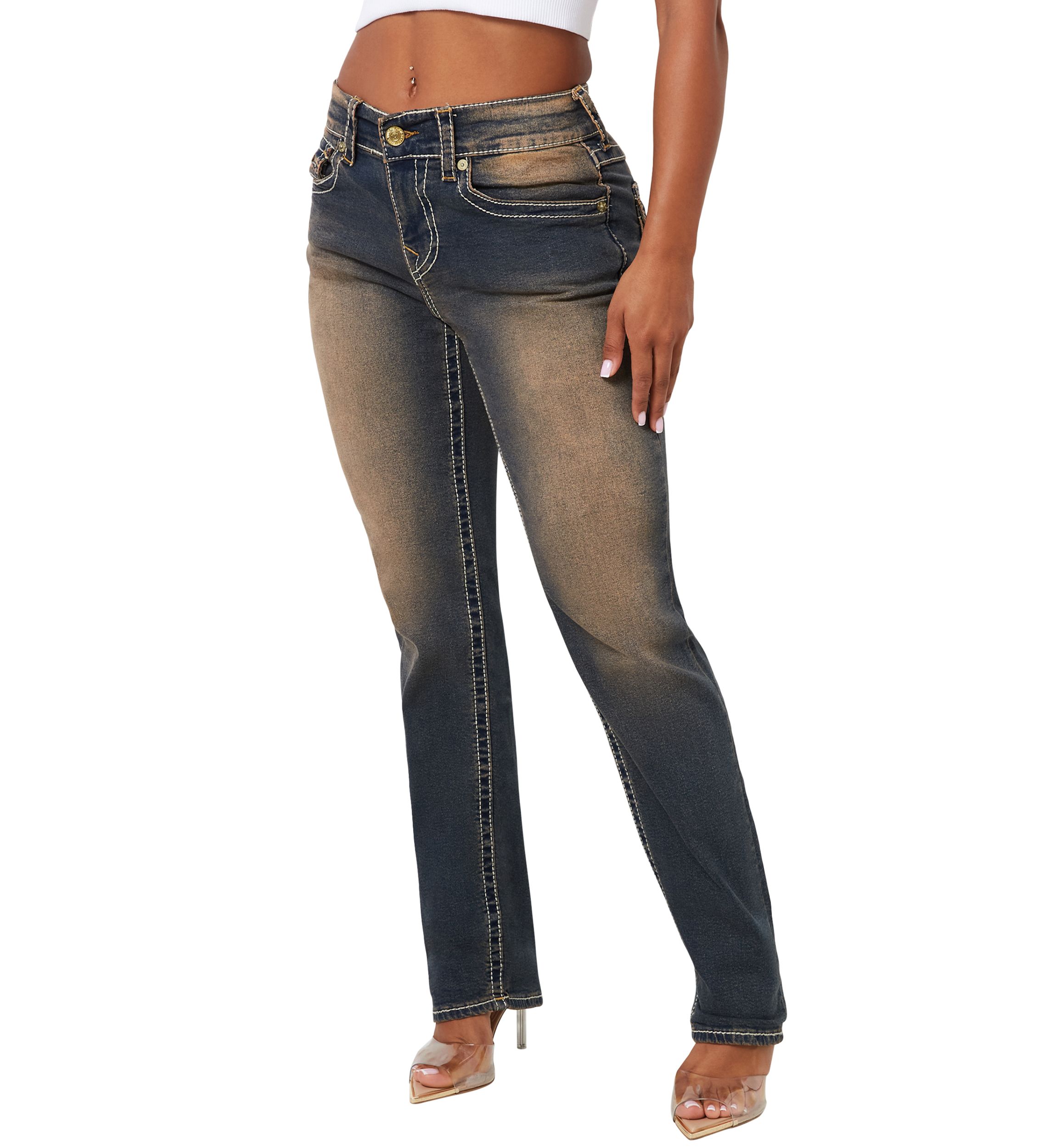 Womens Ricki Relaxed Straight Denim Jeans