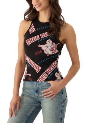 True Religion Women's Anniversary Logo Tank Top, Black, XS