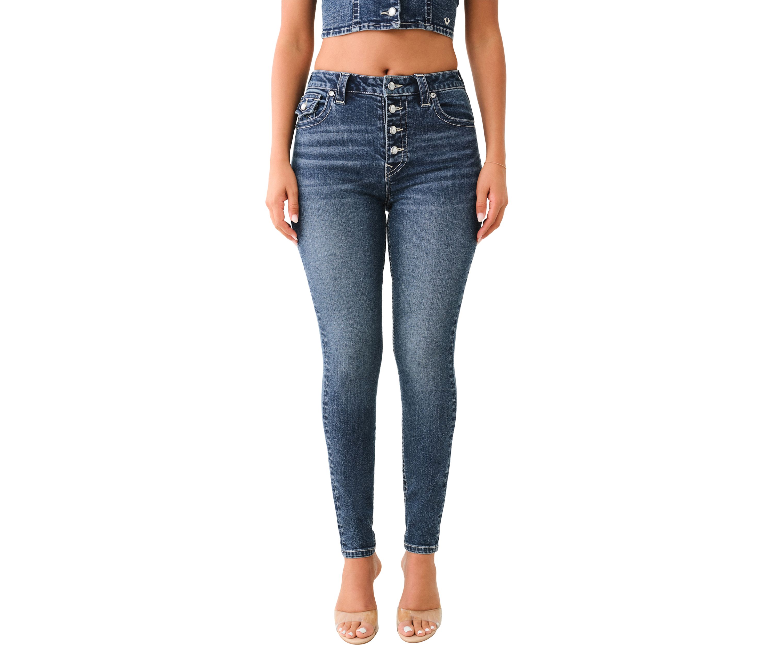 Womens Jennie Curvy Skinny Jean with Crystal Button Jeans
