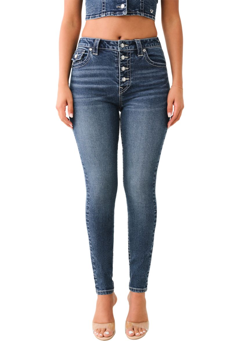 Womens Jennie Curvy Skinny Jean with Crystal Button Jeans