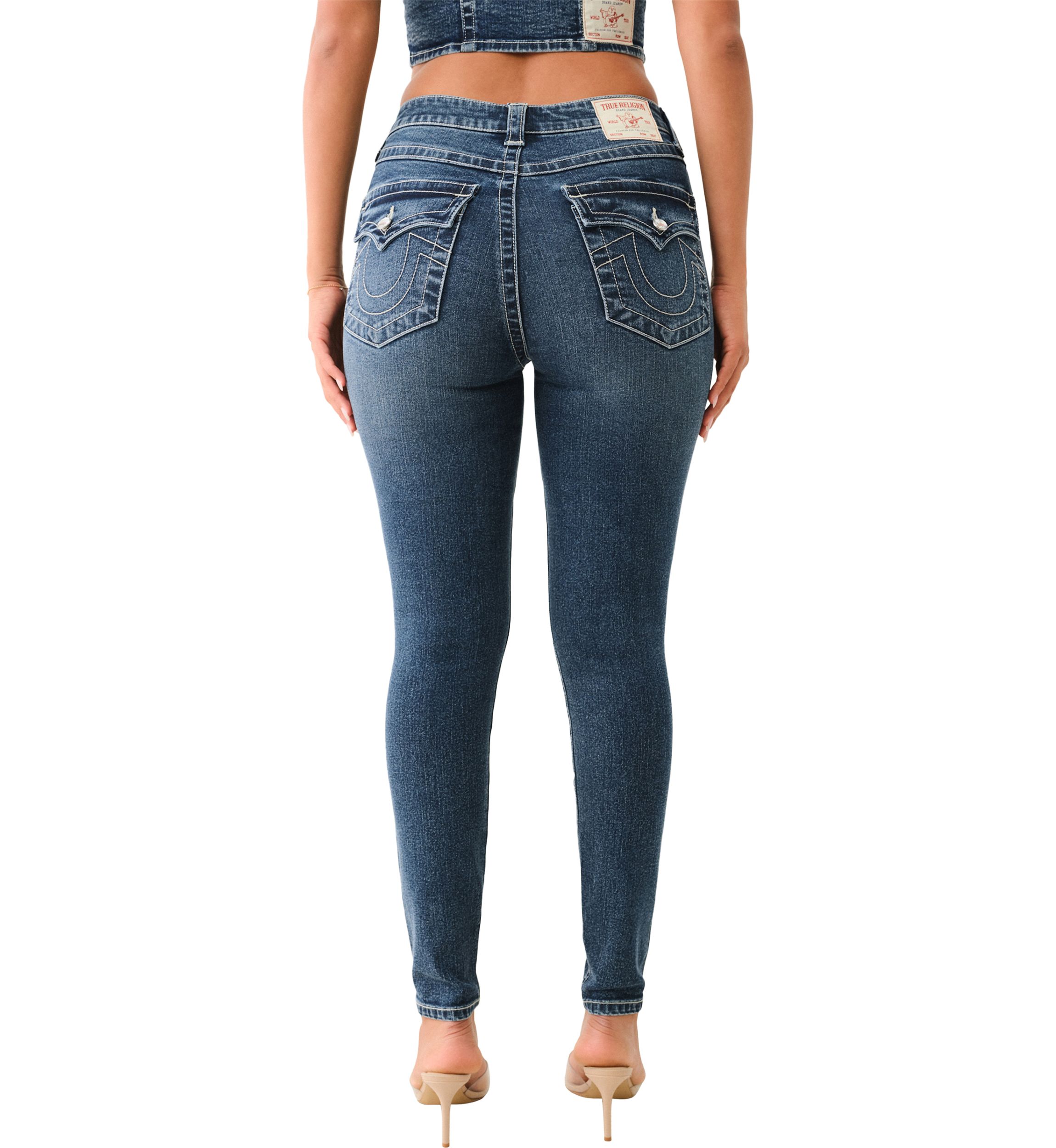 Womens Jennie Curvy Skinny Jean with Crystal Button Jeans
