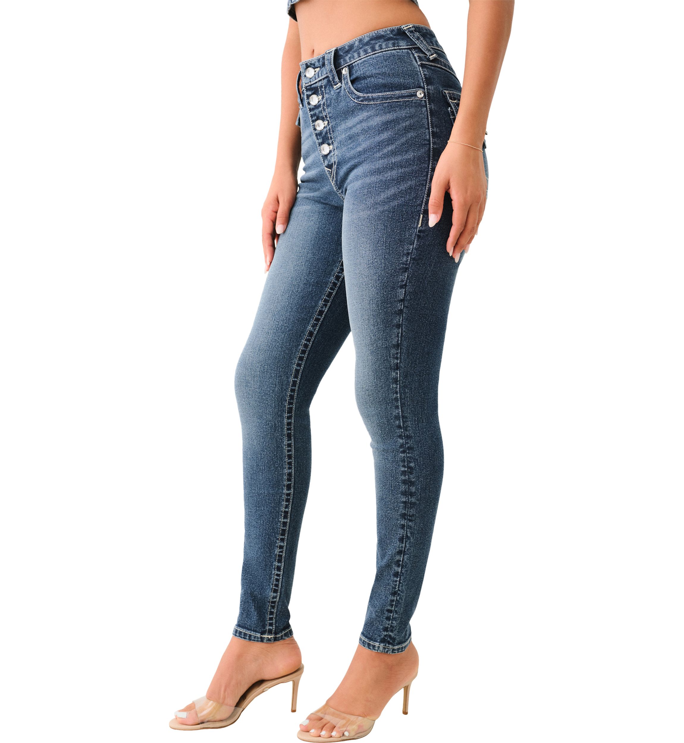 Womens Jennie Curvy Skinny Jean with Crystal Button Jeans