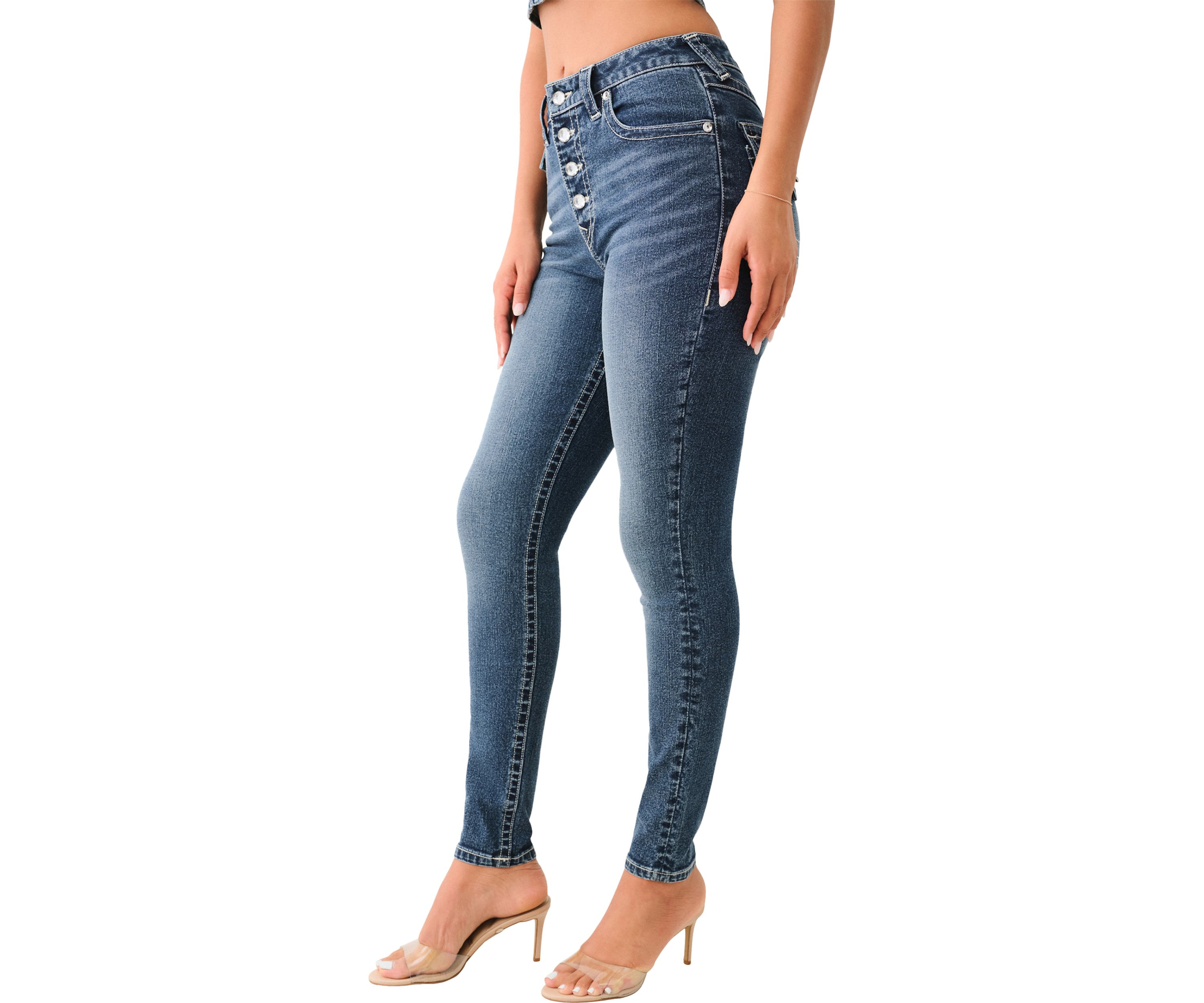 Womens Jennie Curvy Skinny Jean with Crystal Button Jeans