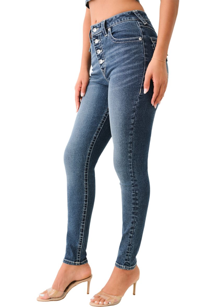 Womens Jennie Curvy Skinny Jean with Crystal Button Jeans