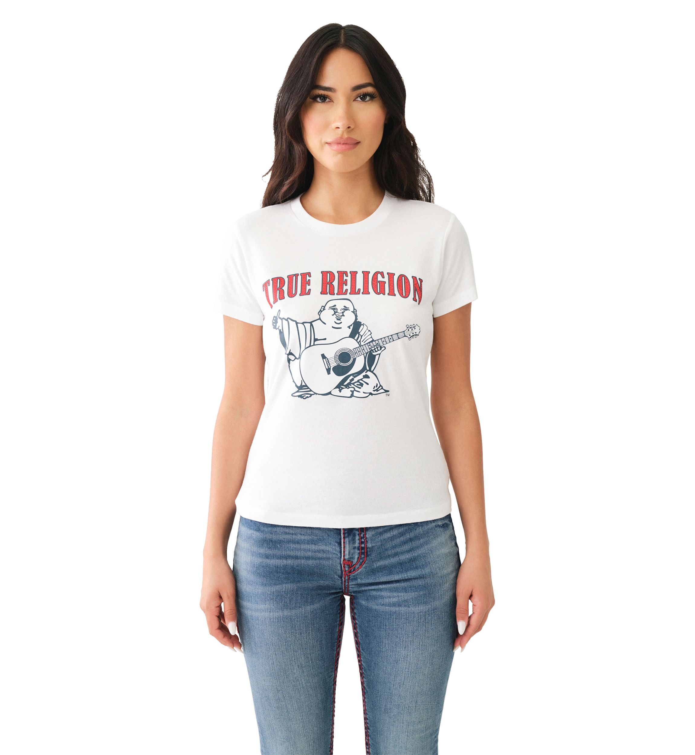 Womens Buddha Logo Crew Neck Graphic T-Shirt