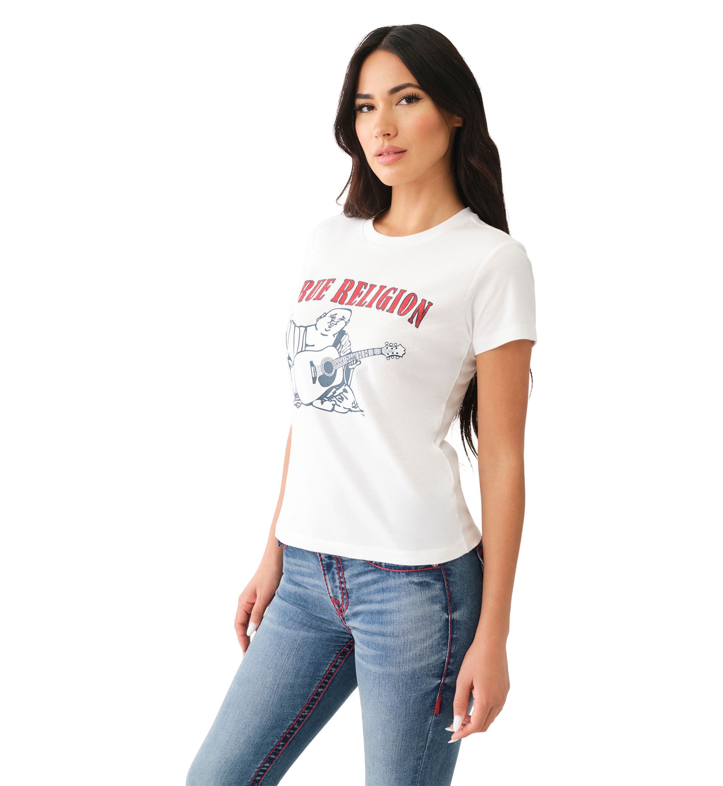 Womens Buddha Logo Crew Neck Graphic T-Shirt