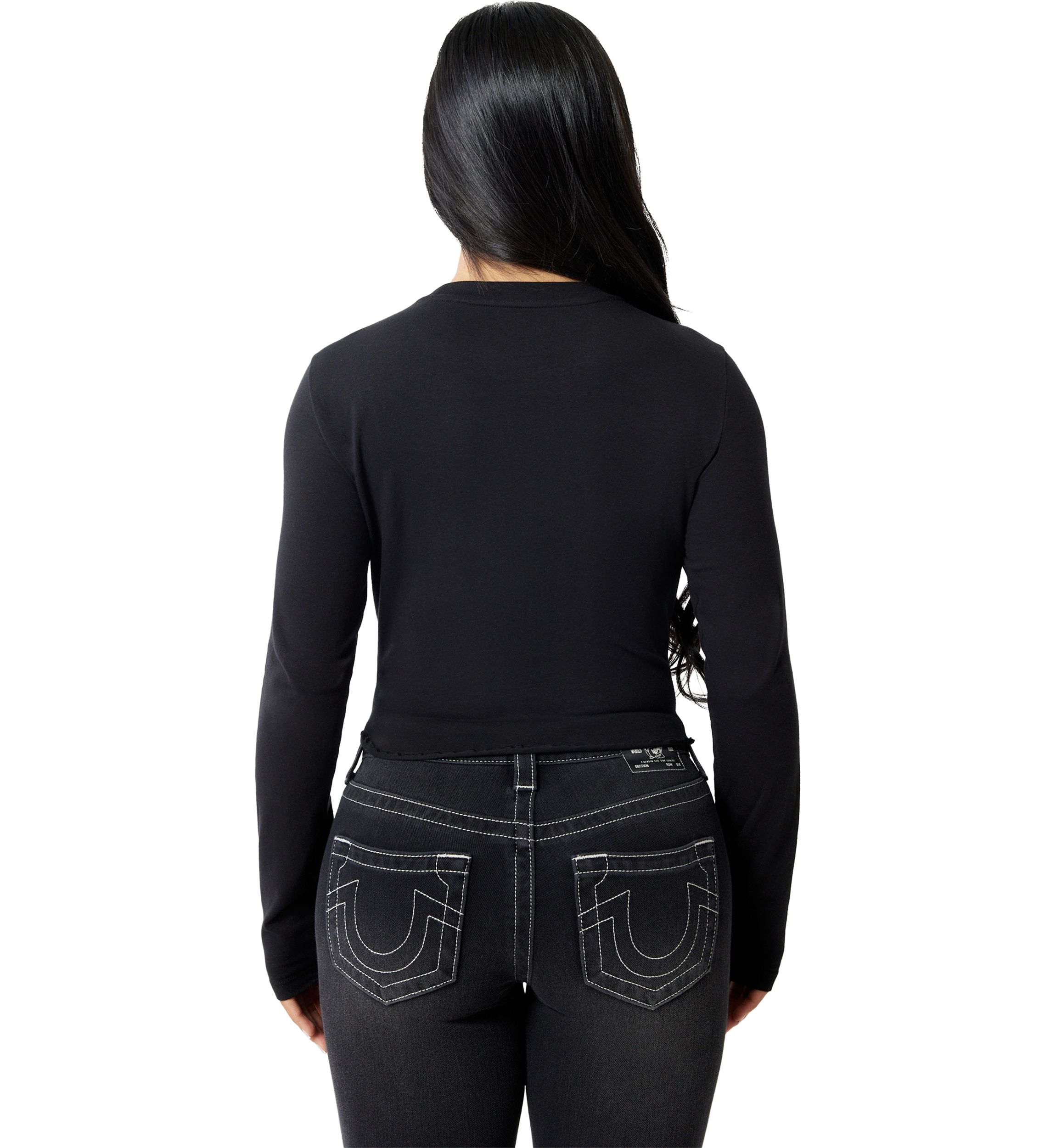 Womens Distressed Wings Logo Long Sleeve Baby T-Shirt
