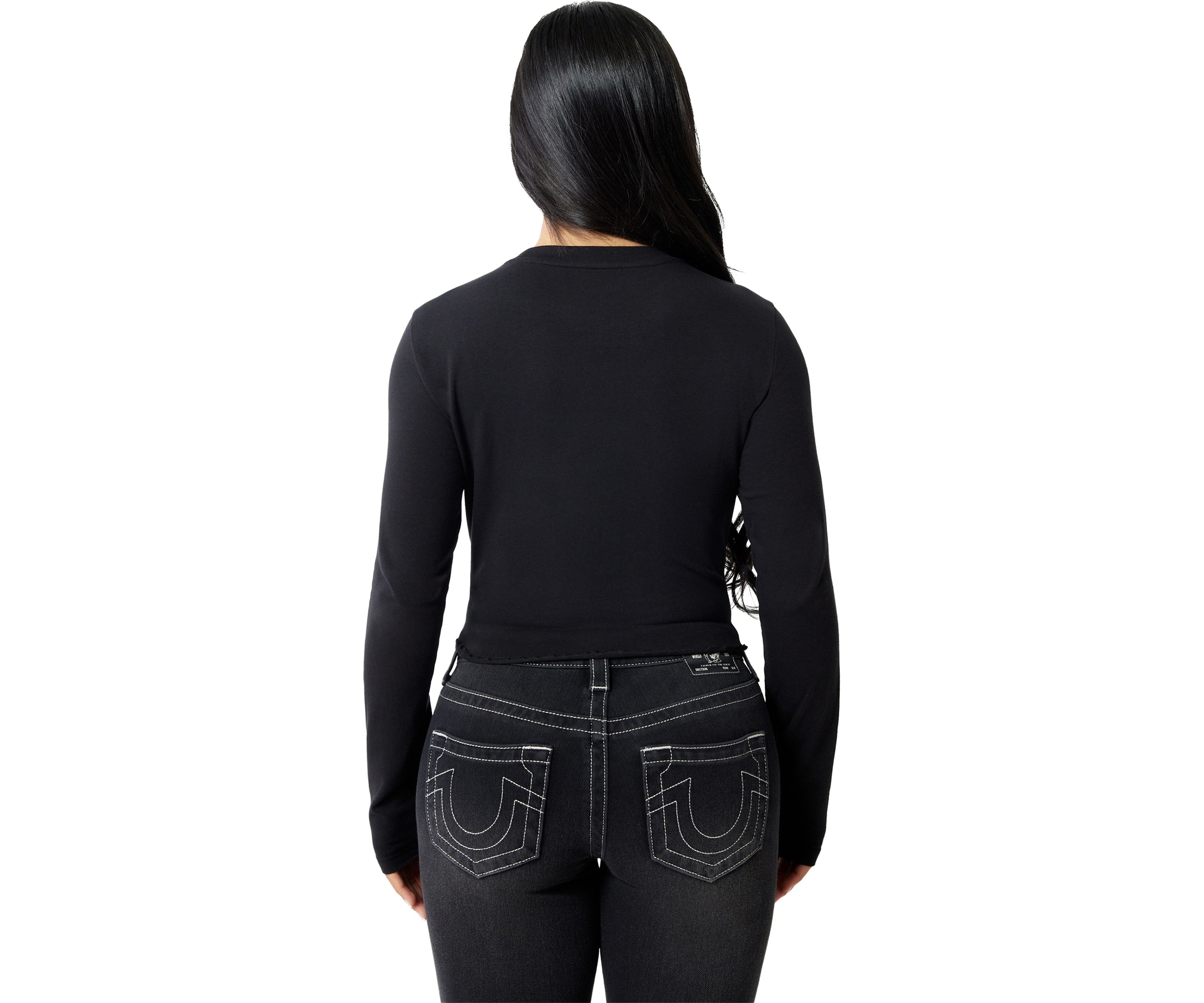 Womens Distressed Wings Logo Long Sleeve Baby T-Shirt