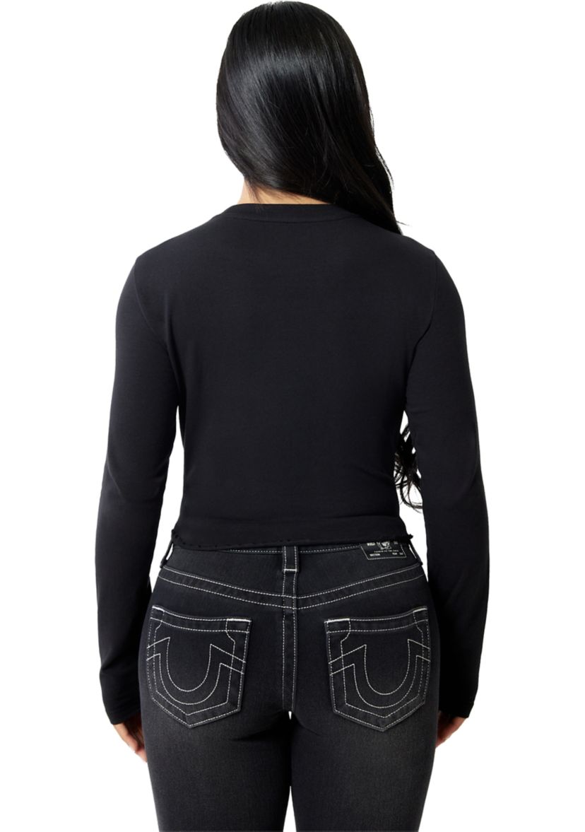 Womens Distressed Wings Logo Long Sleeve Baby T-Shirt