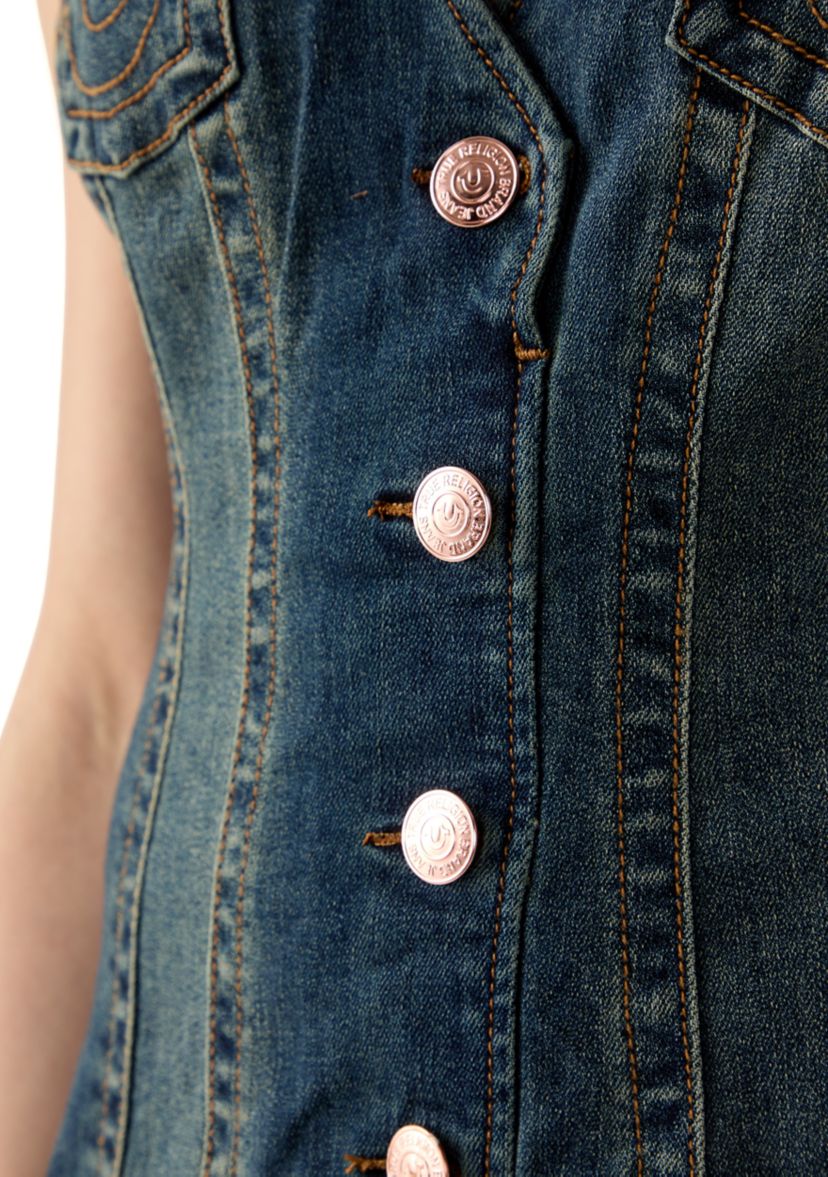 Womens Fitted Button Front Denim Dress