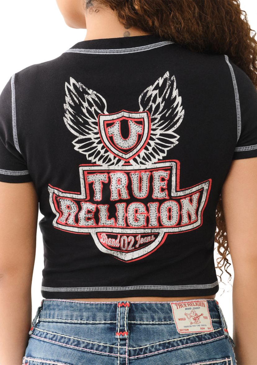 Womens Winged Logo Short Sleeve Baby T-Shirt