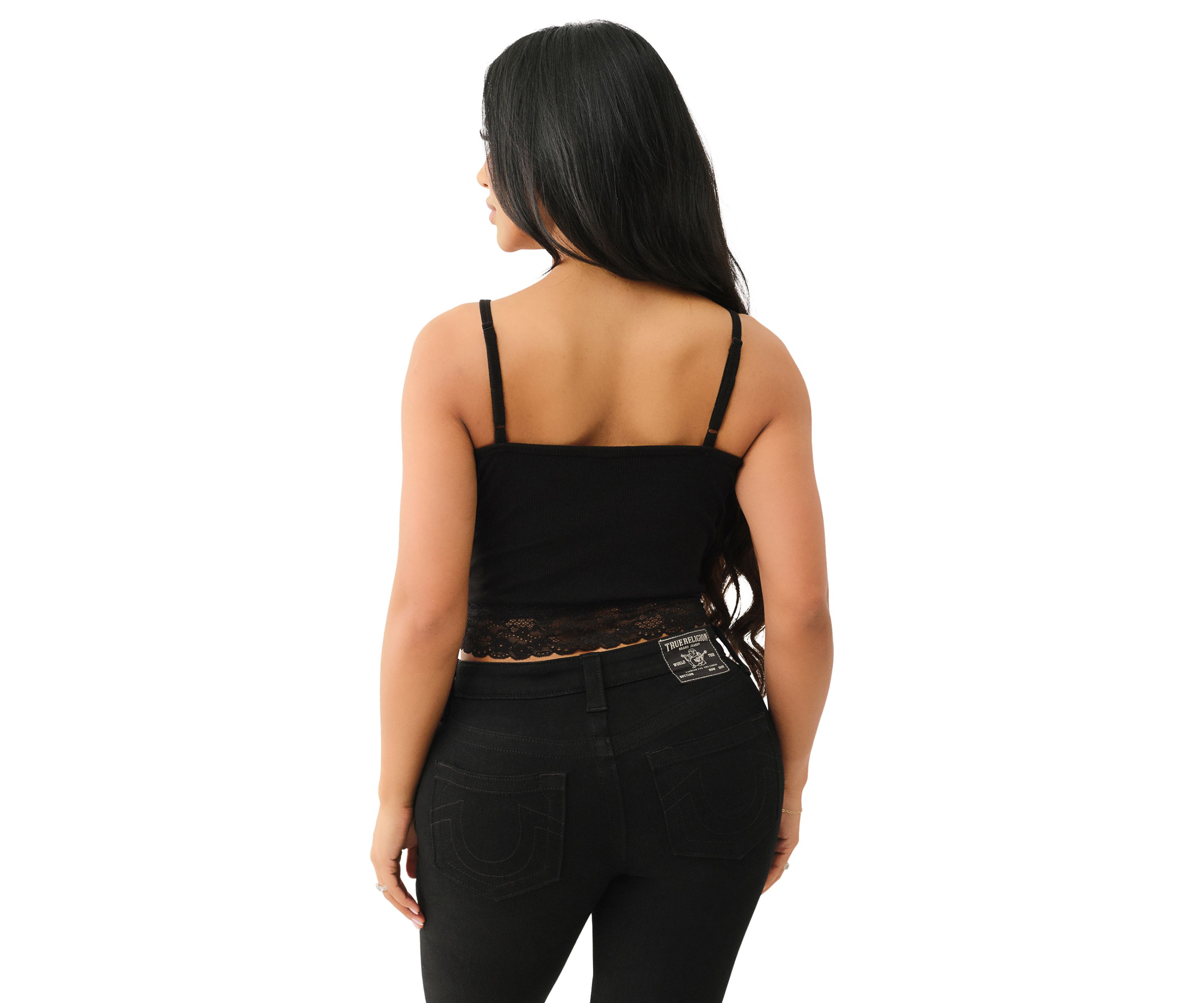 Womens Lace Crystal Horseshoe Camisole Top