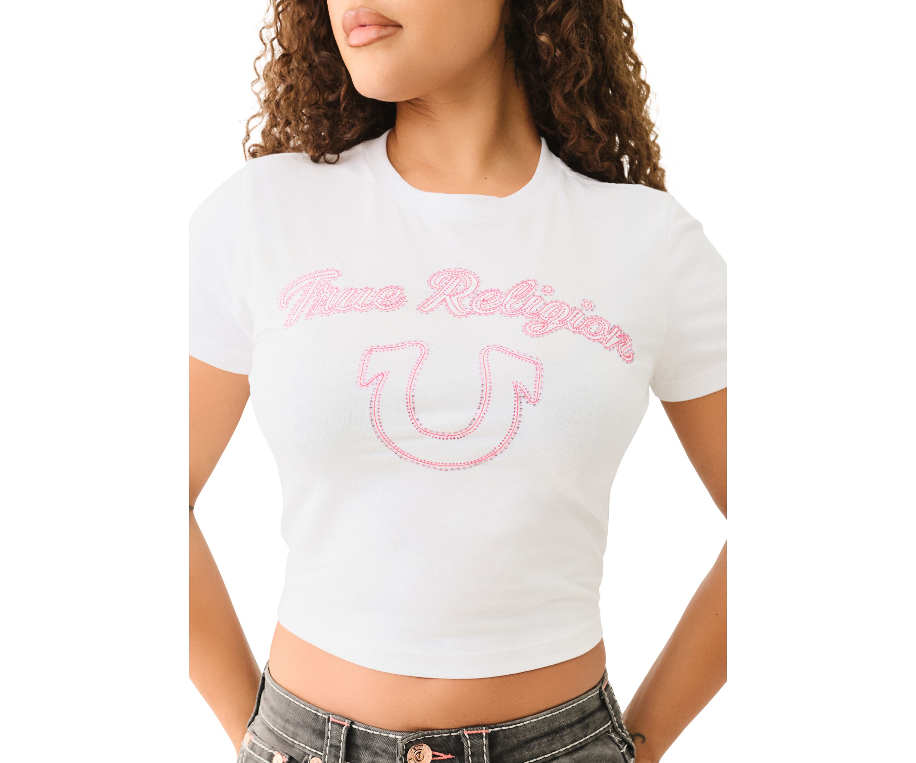 Womens Short Sleeve Arched Logo Baby T-Shirt 