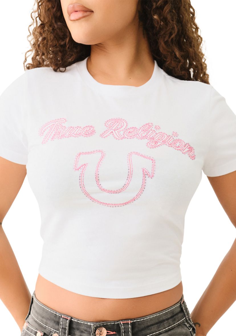 Womens Short Sleeve Arched Logo Baby T-Shirt 