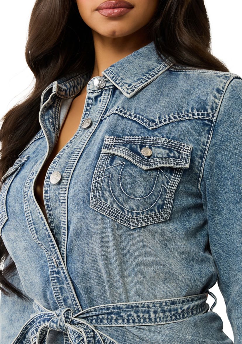 Womens Georgia Belted Denim Shirtdress