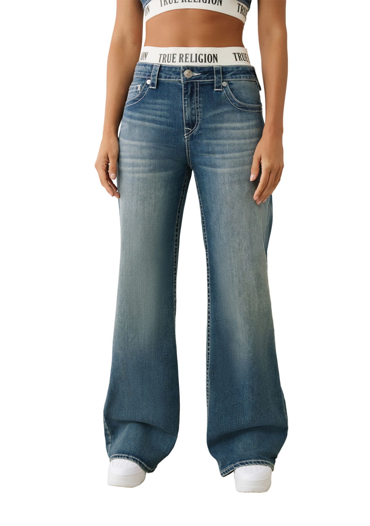 Womens Bobbi Baggy Jeans with Logo Taping Waistband
