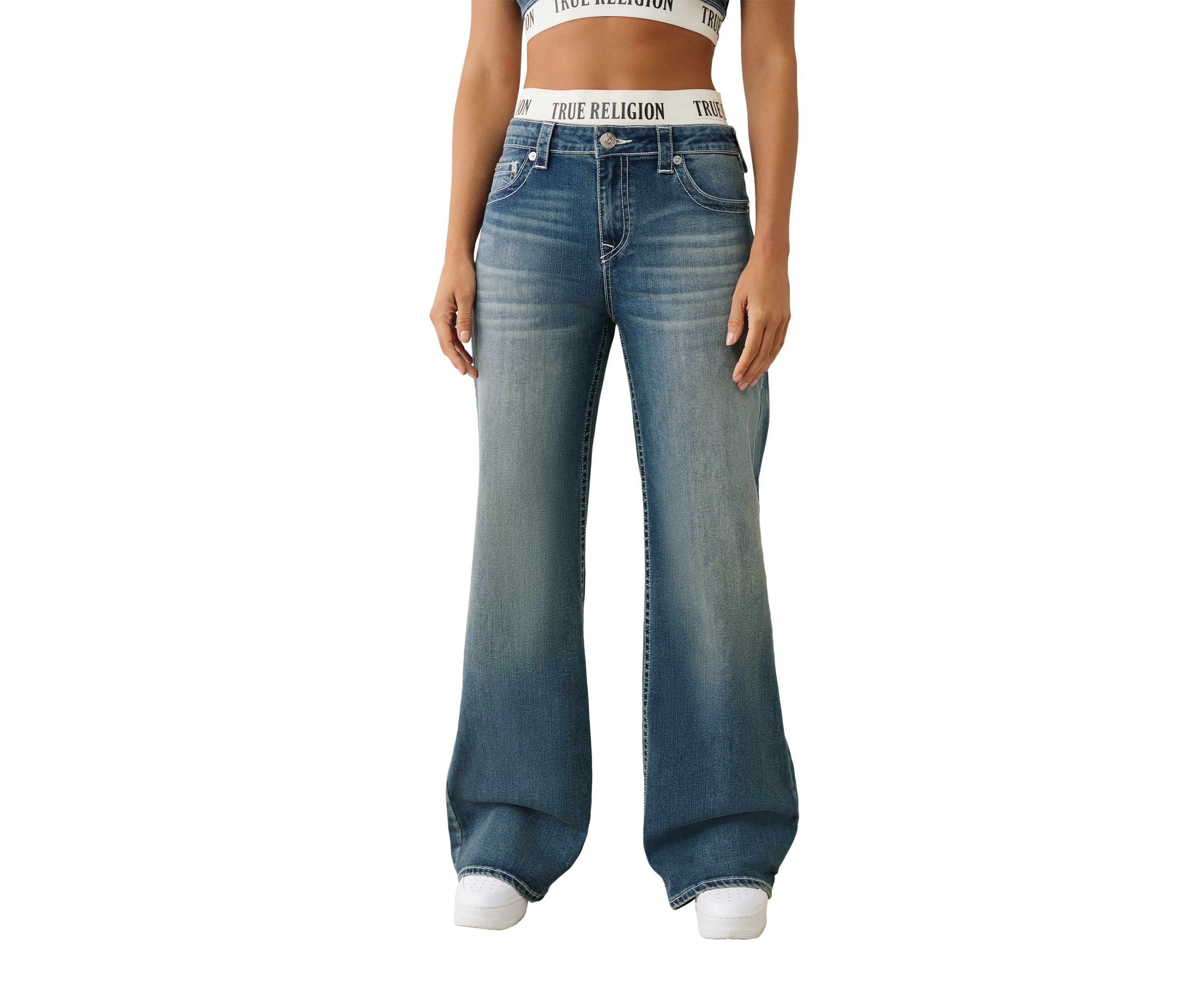 Womens Bobbi Baggy Jeans with Logo Taping Waistband