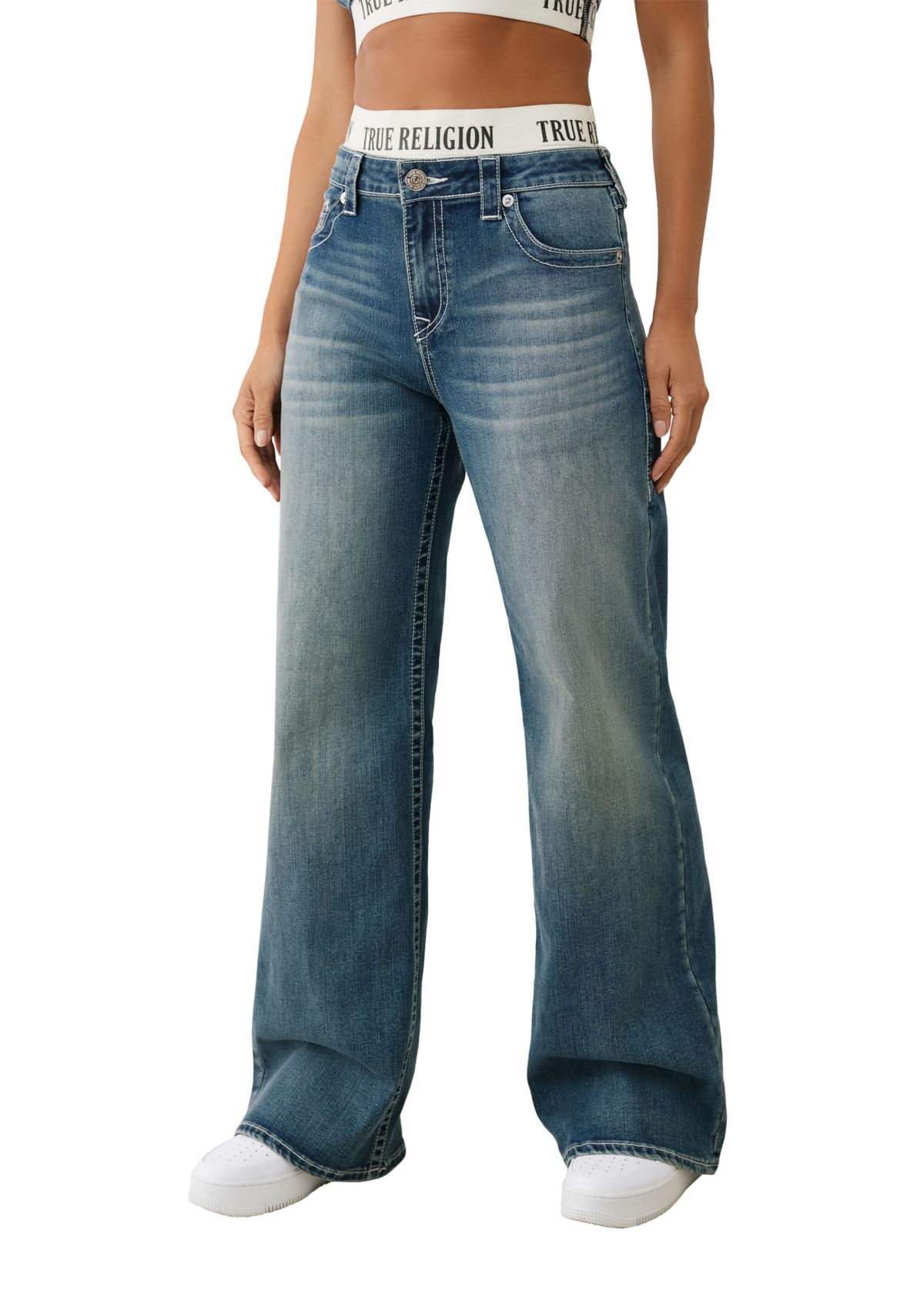 Womens Bobbi Baggy Jeans with Logo Taping Waistband