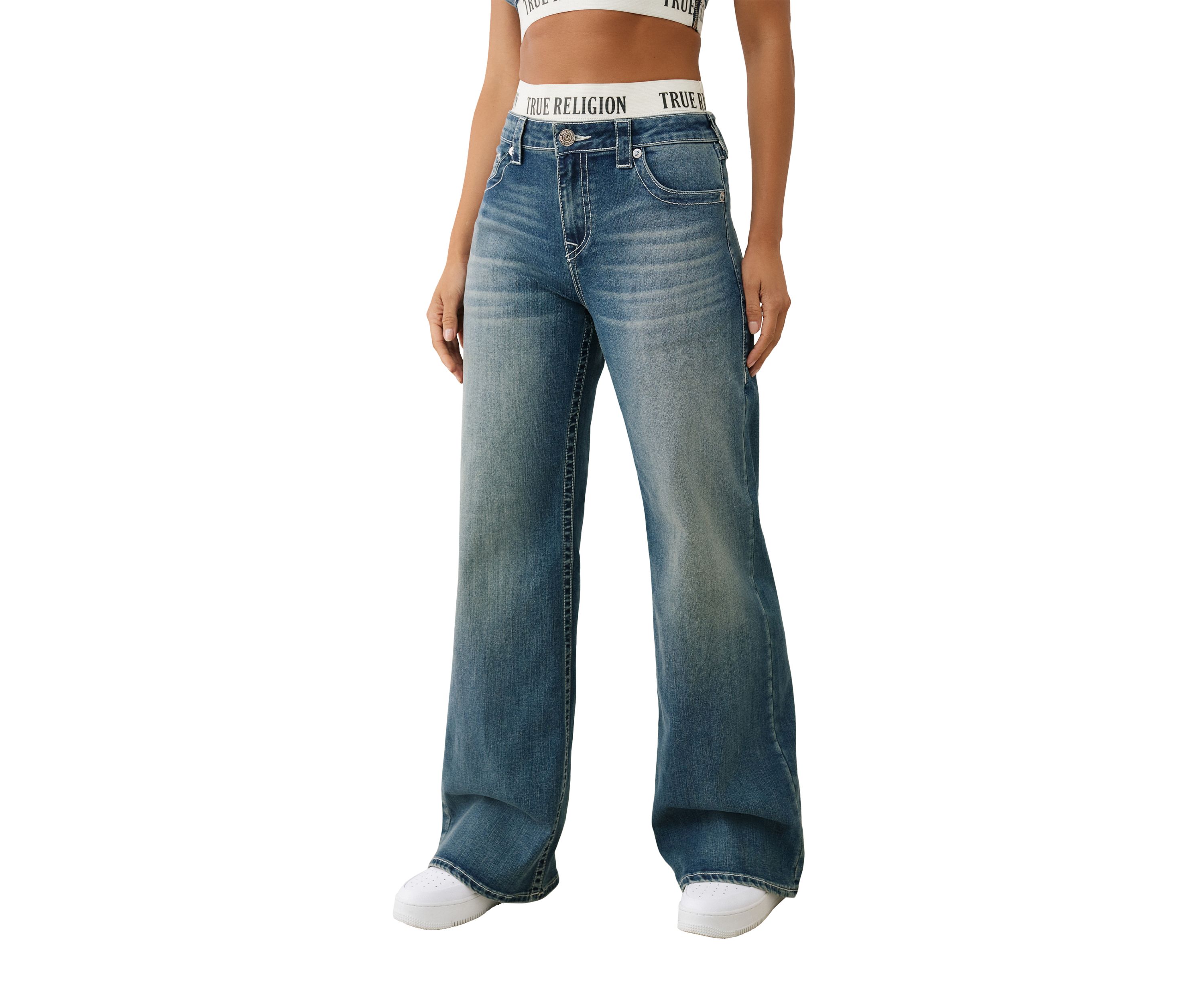 Womens Bobbi Baggy Jeans with Logo Taping Waistband