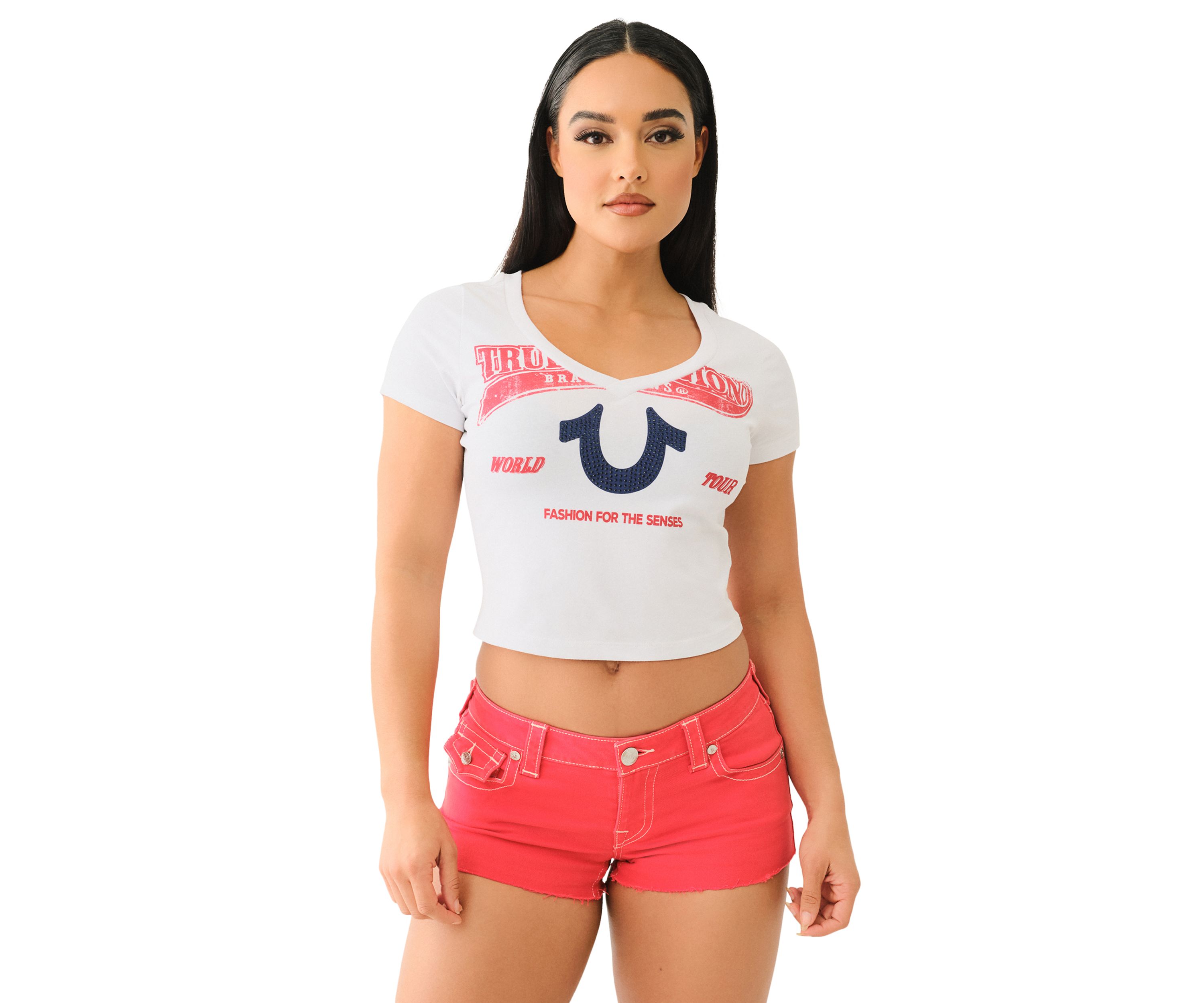 Womens V-Neck Crystal Logo Baby T-Shirt
