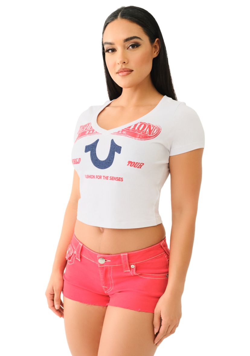 Womens V-Neck Crystal Logo Baby T-Shirt