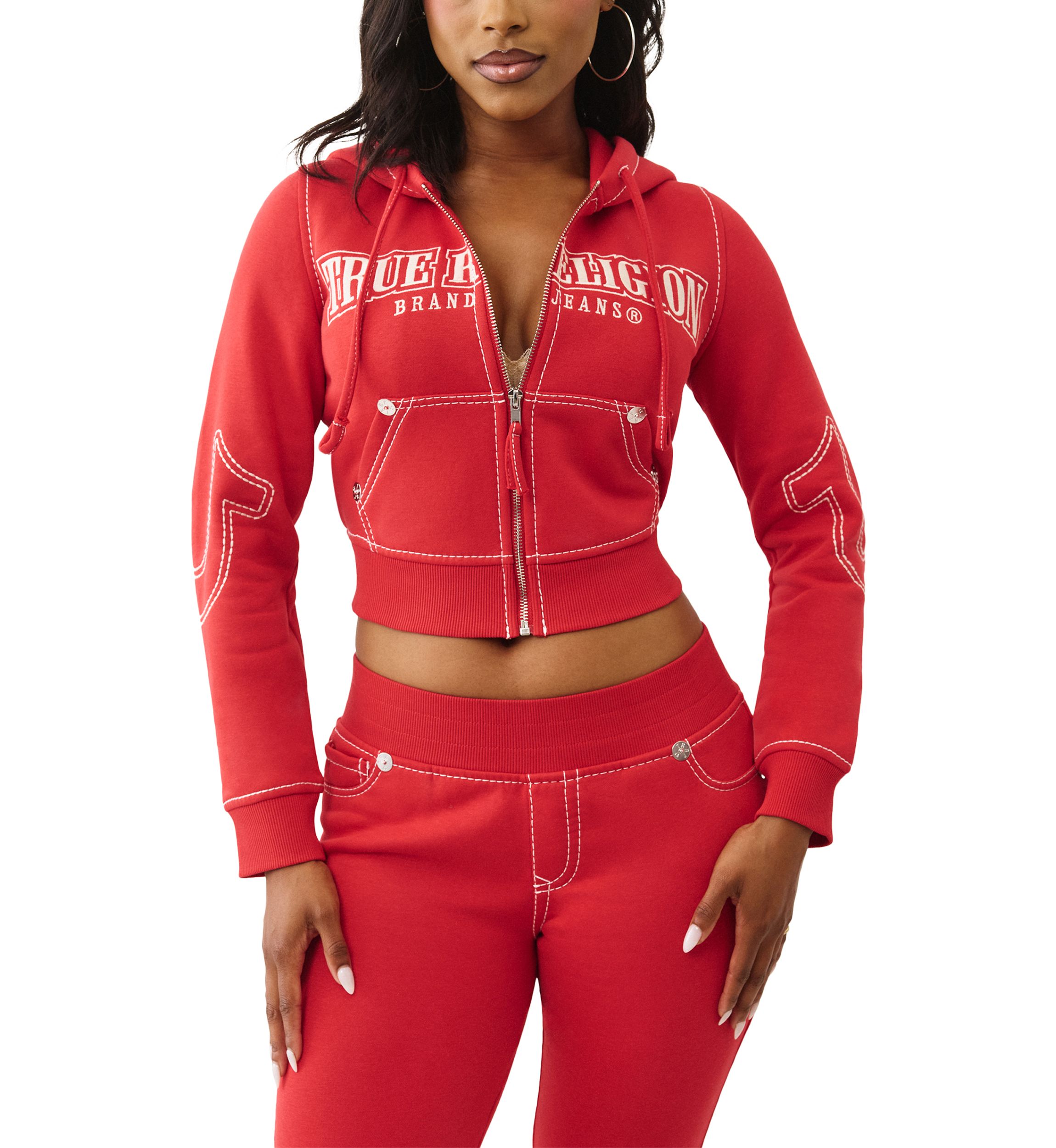 Womens Big T Shrunken Zip Hoodie