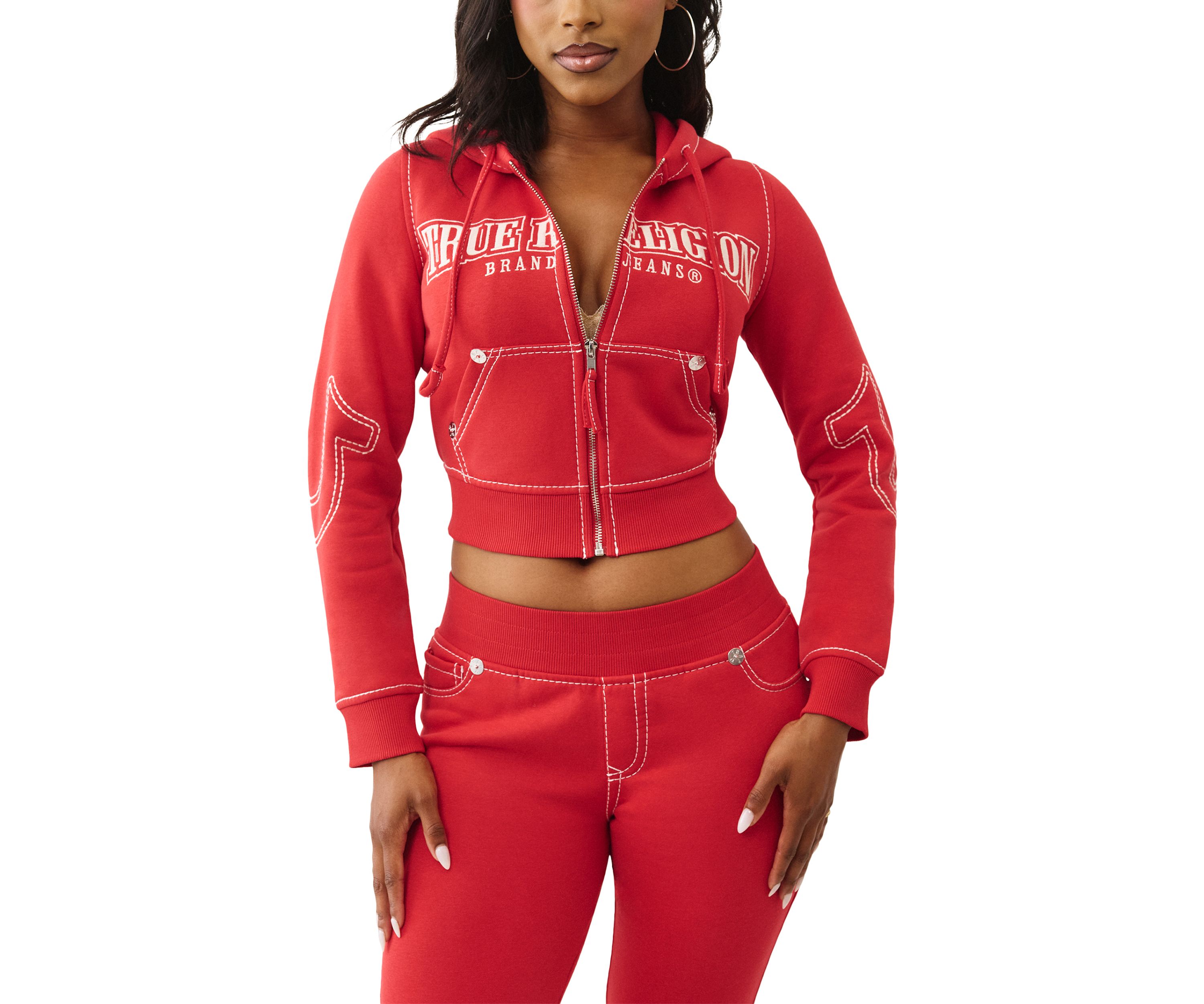 Womens Big T Shrunken Zip Hoodie