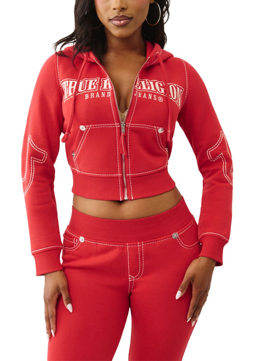 Womens Big T Shrunken Zip Hoodie