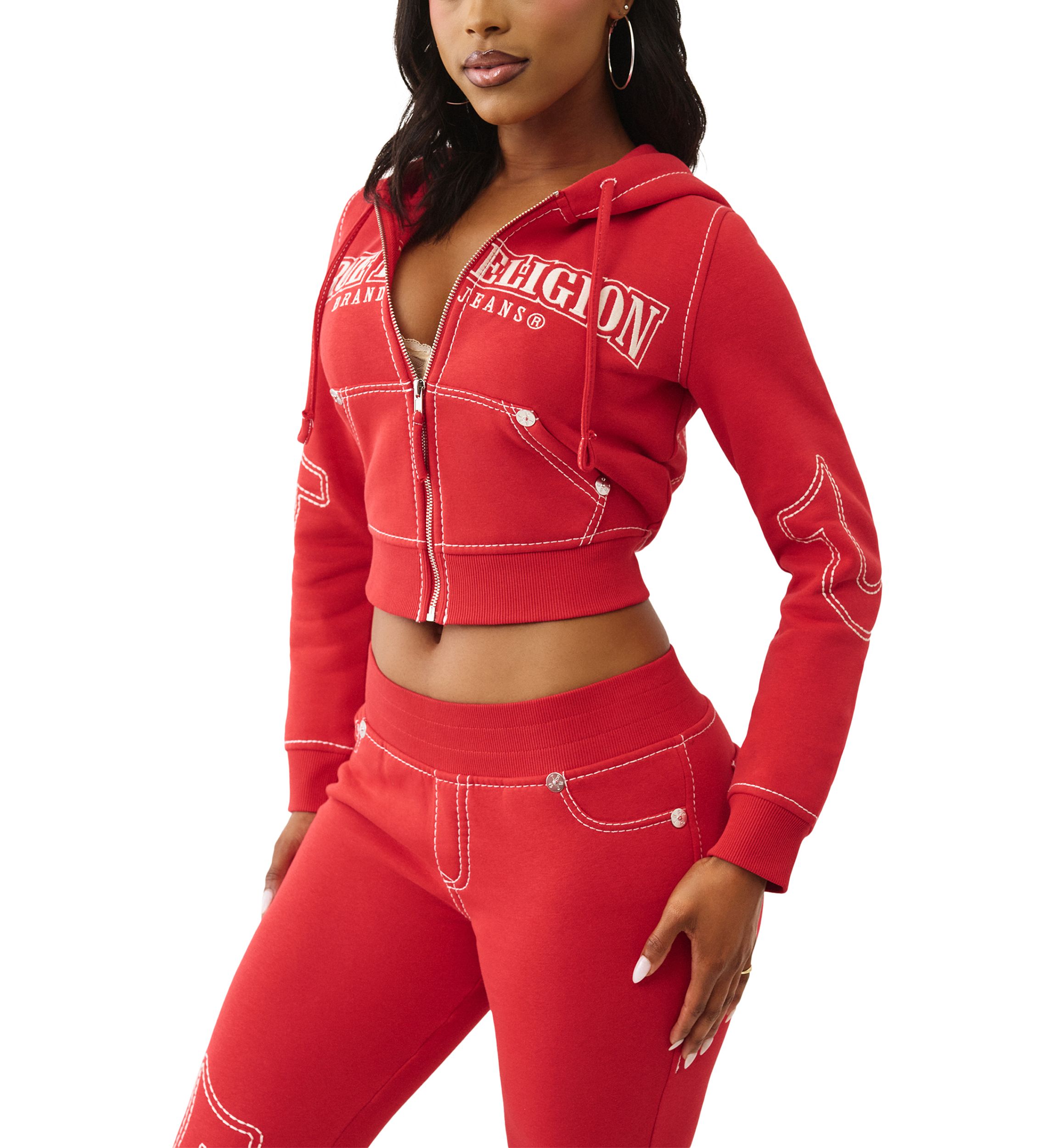 Womens Big T Shrunken Zip Hoodie