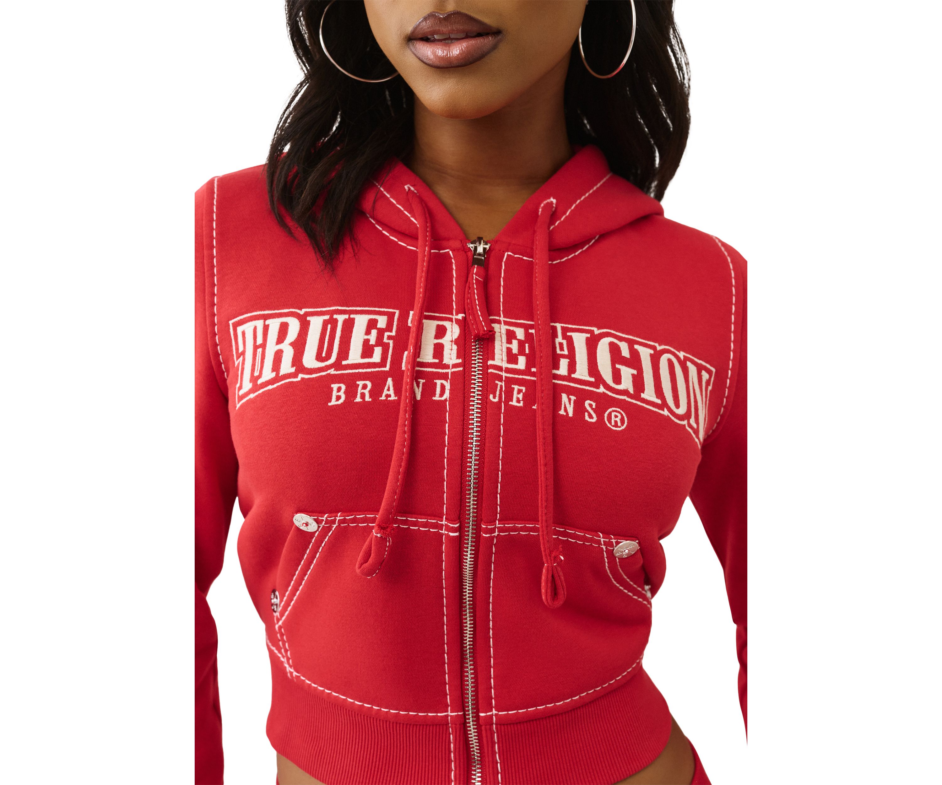 Womens Big T Shrunken Zip Hoodie