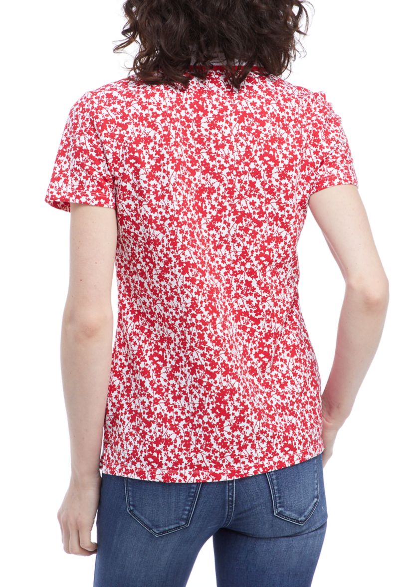 Womens Printed Short Sleeve Polo Shirt