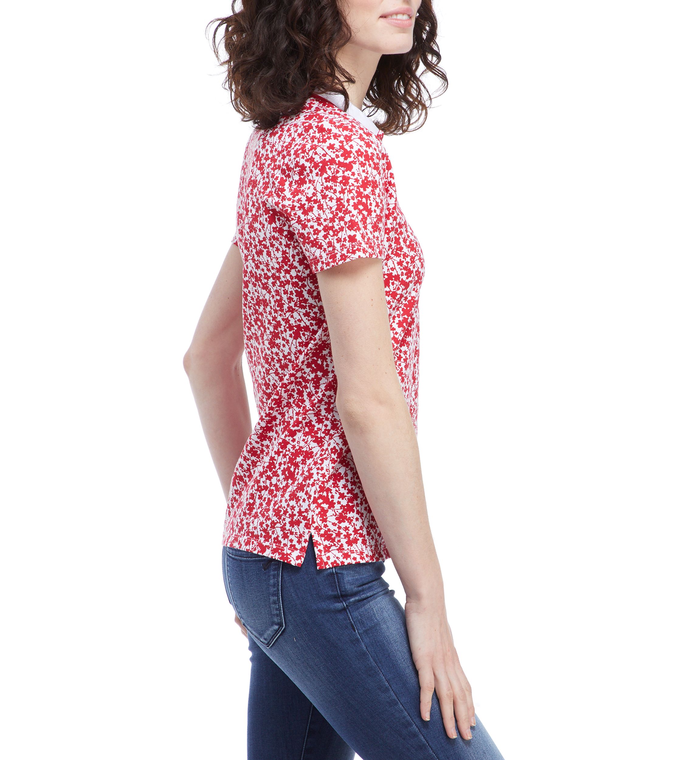 Womens Printed Short Sleeve Polo Shirt