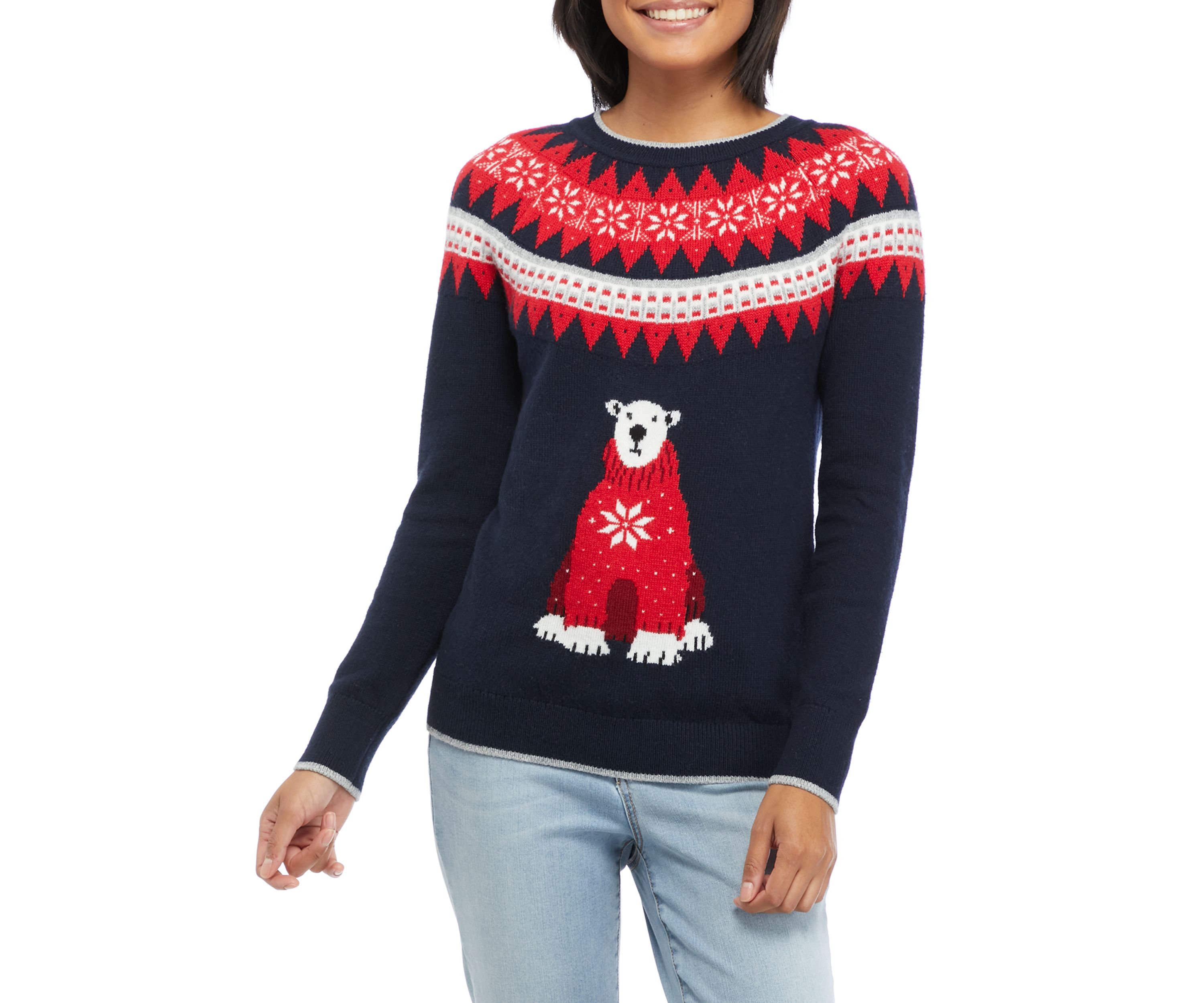 Womens Fair Isle Polar Bear Sweater 
