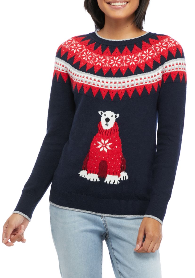 Womens Fair Isle Polar Bear Sweater 