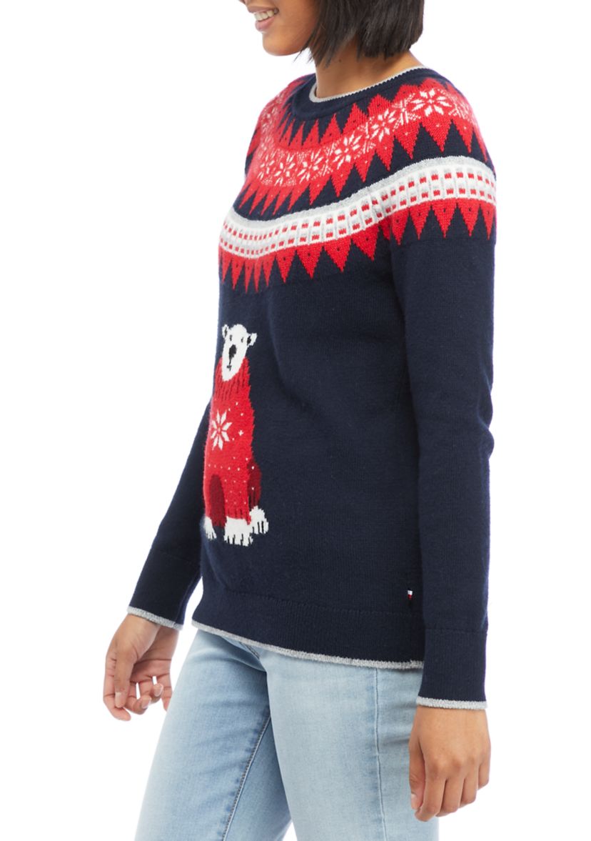 Womens Fair Isle Polar Bear Sweater 