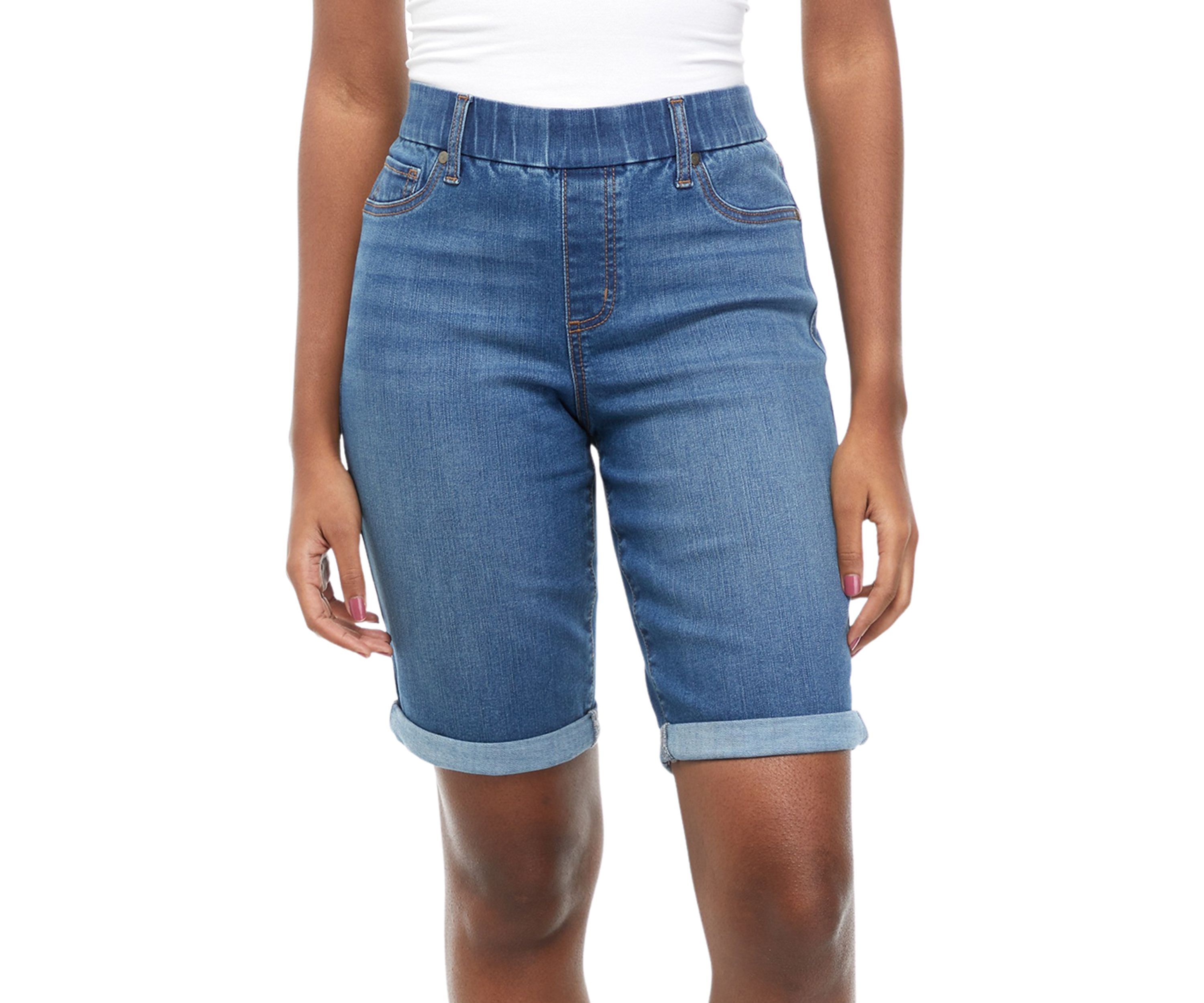 Womens Pull On Denim Bermuda Shorts